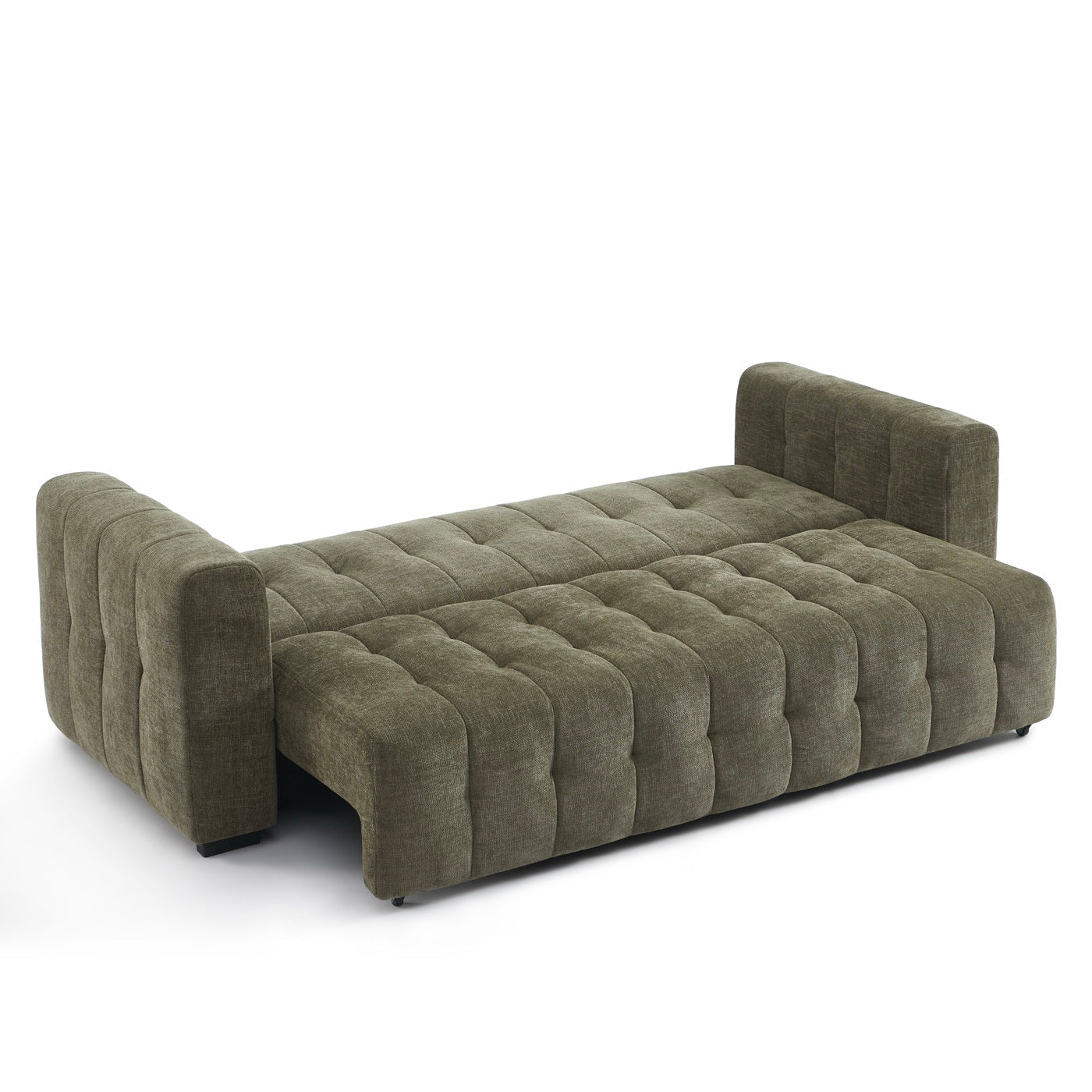 Levia - Canapé Droit Convertible 3 Places - Tissu Vert