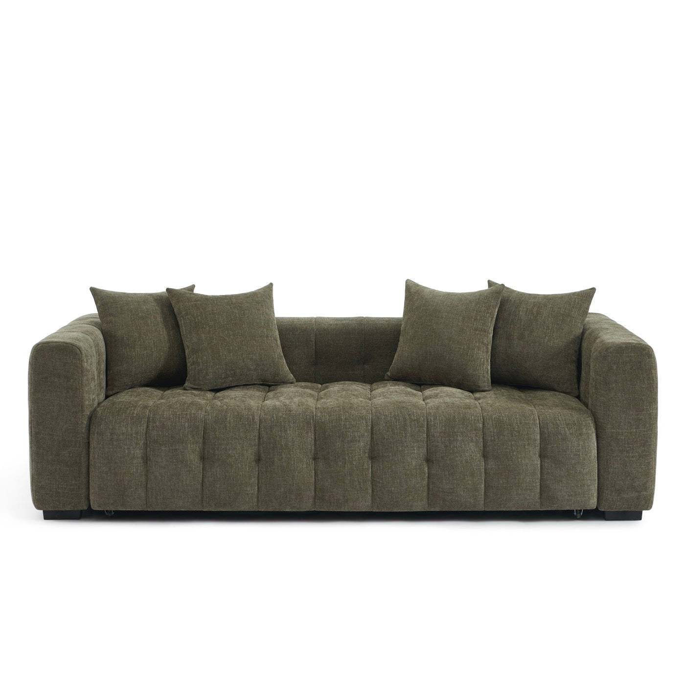Levia - Canapé Droit Convertible 3 Places - Tissu Vert
