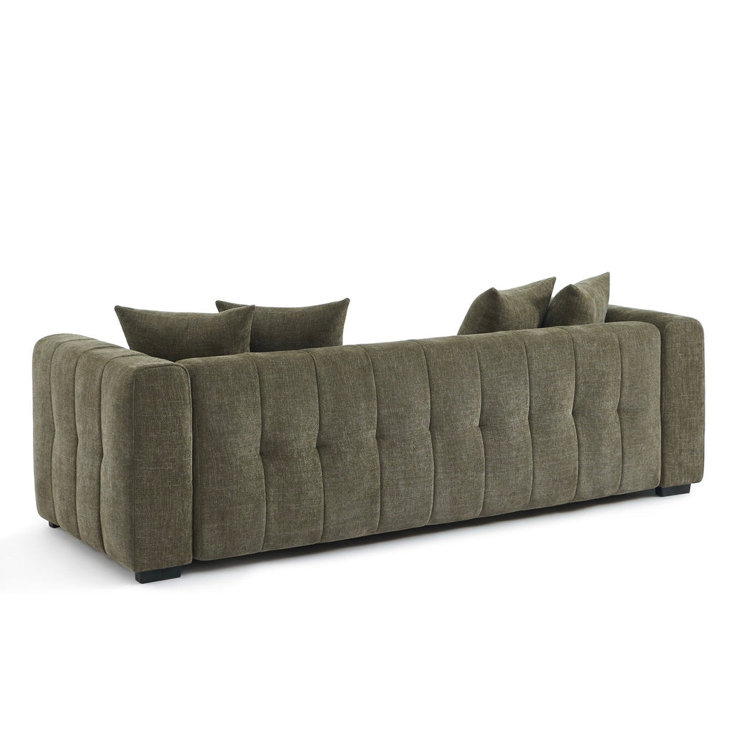 Levia - Canapé Droit Convertible 3 Places - Tissu Vert