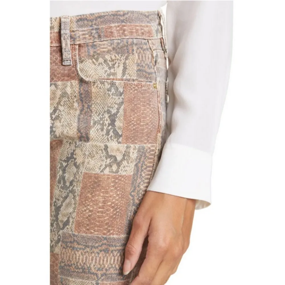 Pantalon Le High Flare Patchwork Snake - Sepia Multi