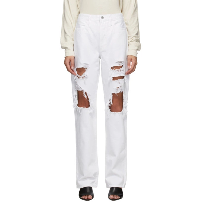 Pantalon Le Hollywood Jean - Rumpled Blanc Rips