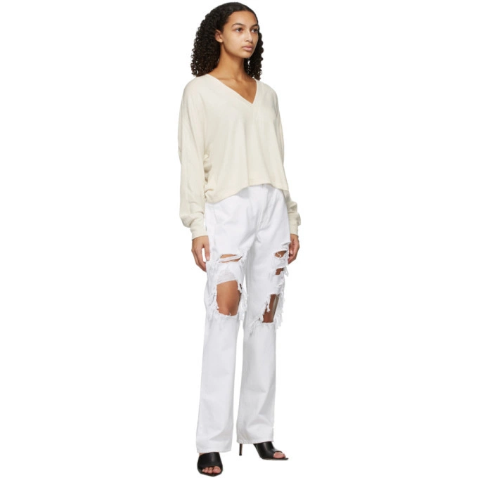 Pantalon Le Hollywood Jean - Rumpled Blanc Rips