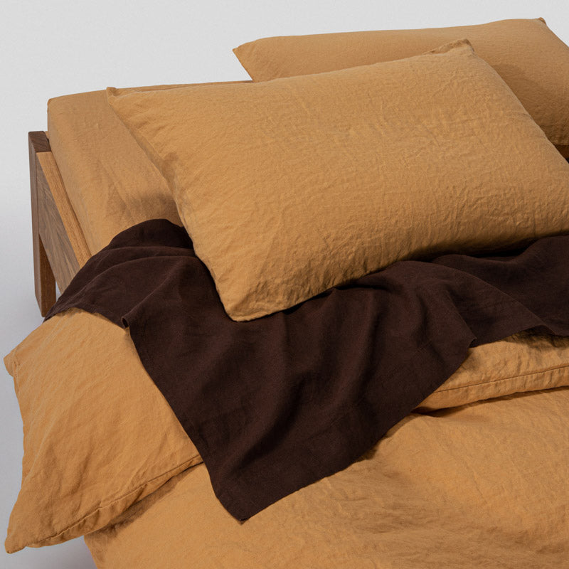 2 Taies D'Oreiller En Lin Lavé 190G/M² - Miel