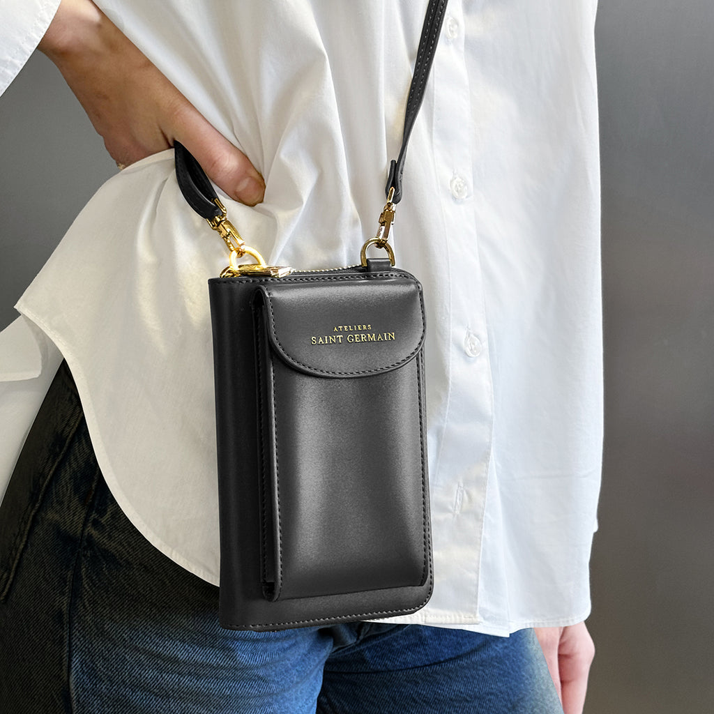 Pochette Bandoulière Étui Portable, Portefeuille London - Noir