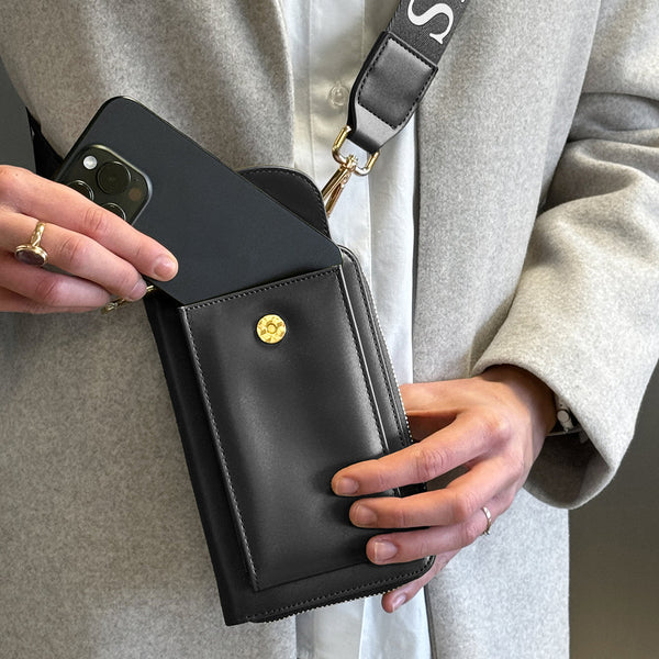 Pochette Bandoulière Étui Portable, Portefeuille London - Noir