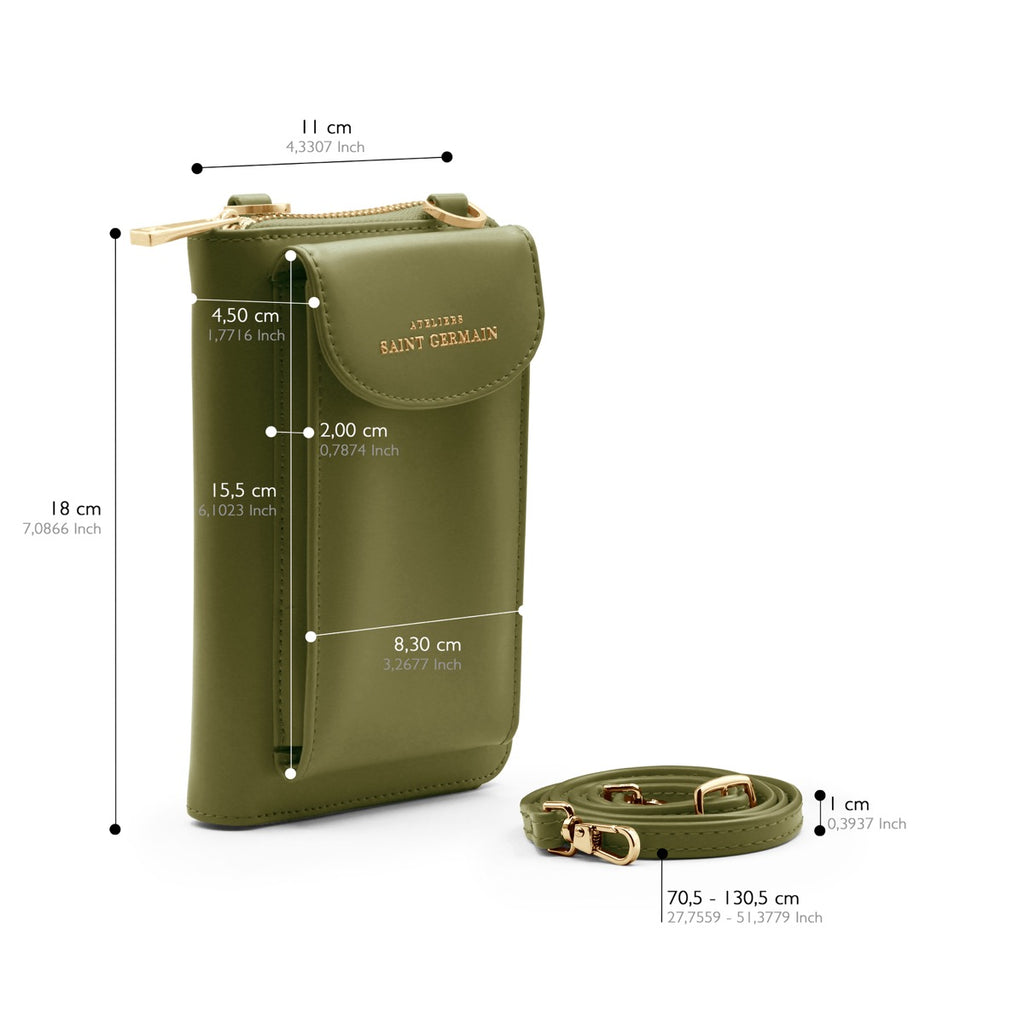 Pochette Bandoulière Étui Portable, Portefeuille London - Khaki