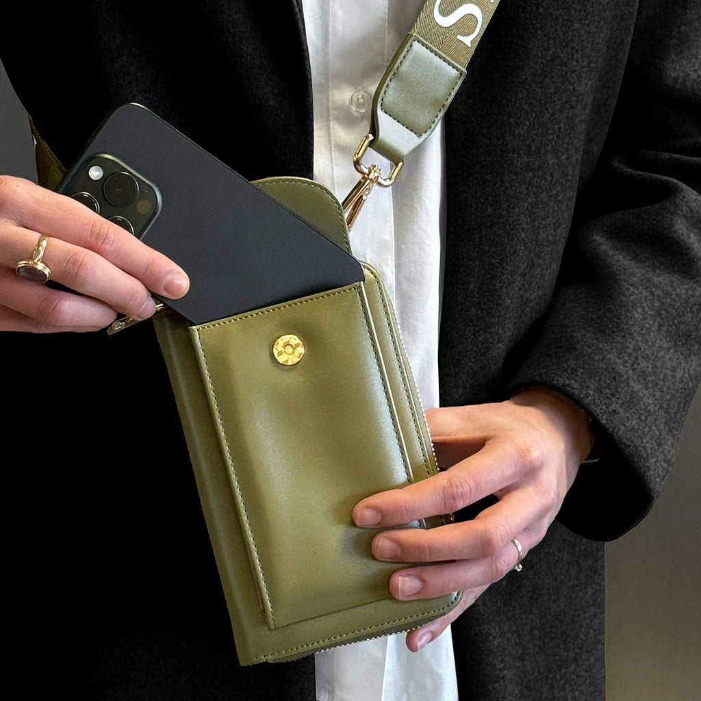 Pochette Bandoulière Étui Portable, Portefeuille London - Khaki