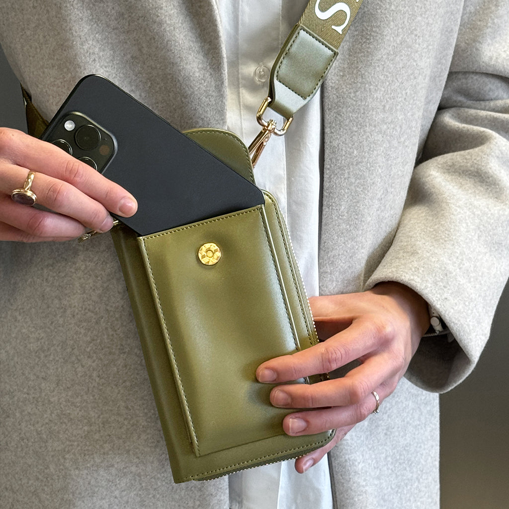 Pochette Bandoulière Étui Portable, Portefeuille London - Khaki