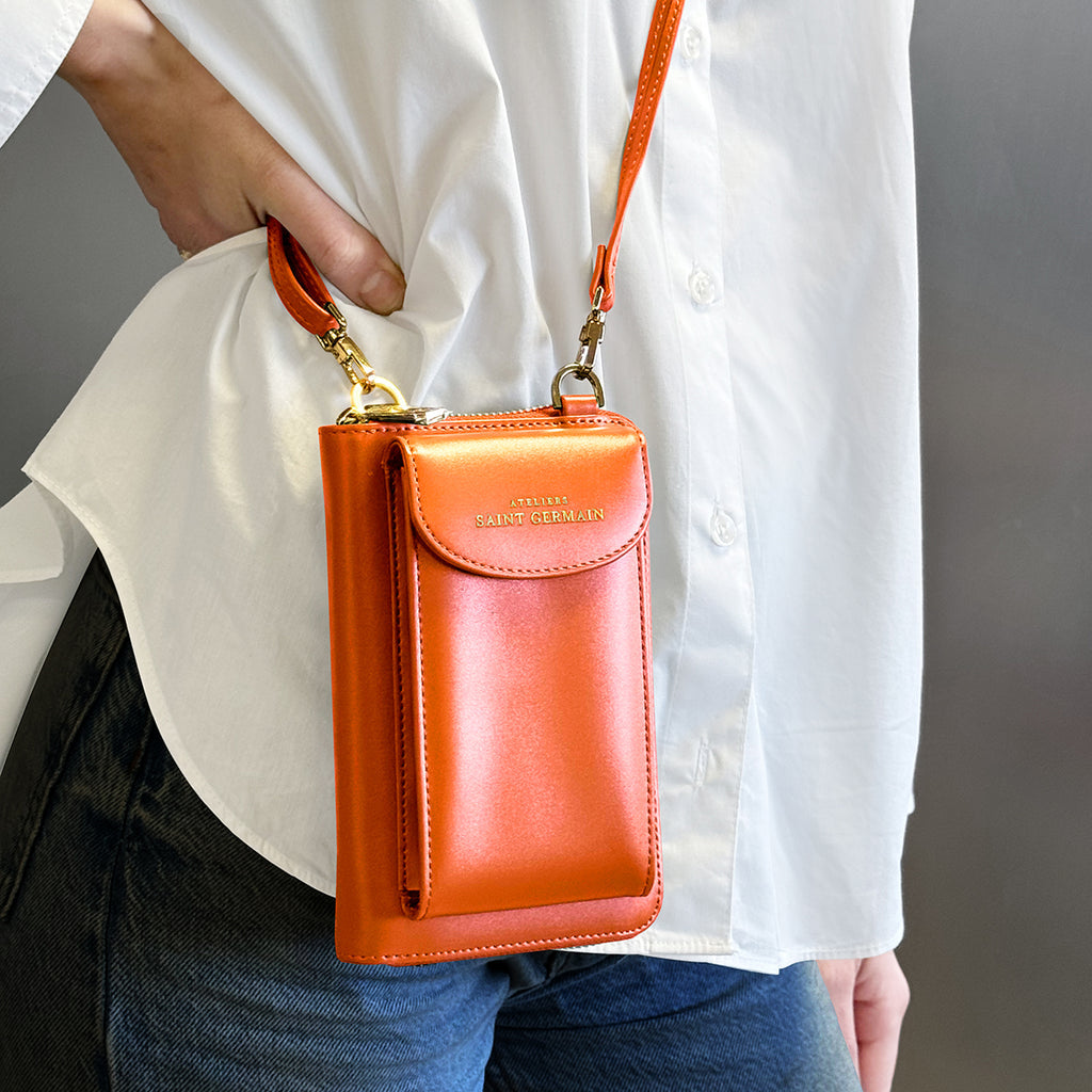Pochette Bandoulière Étui Portable, Portefeuille London - Orange