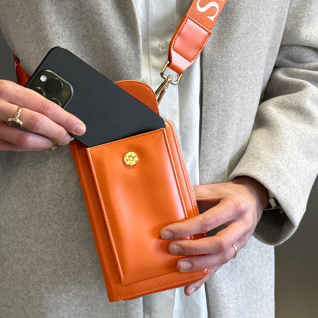 Pochette Bandoulière Étui Portable, Portefeuille London - Orange