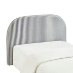 Louison - Tête De Lit - Tissu Lin Rayé - Blanc Et Bleu
