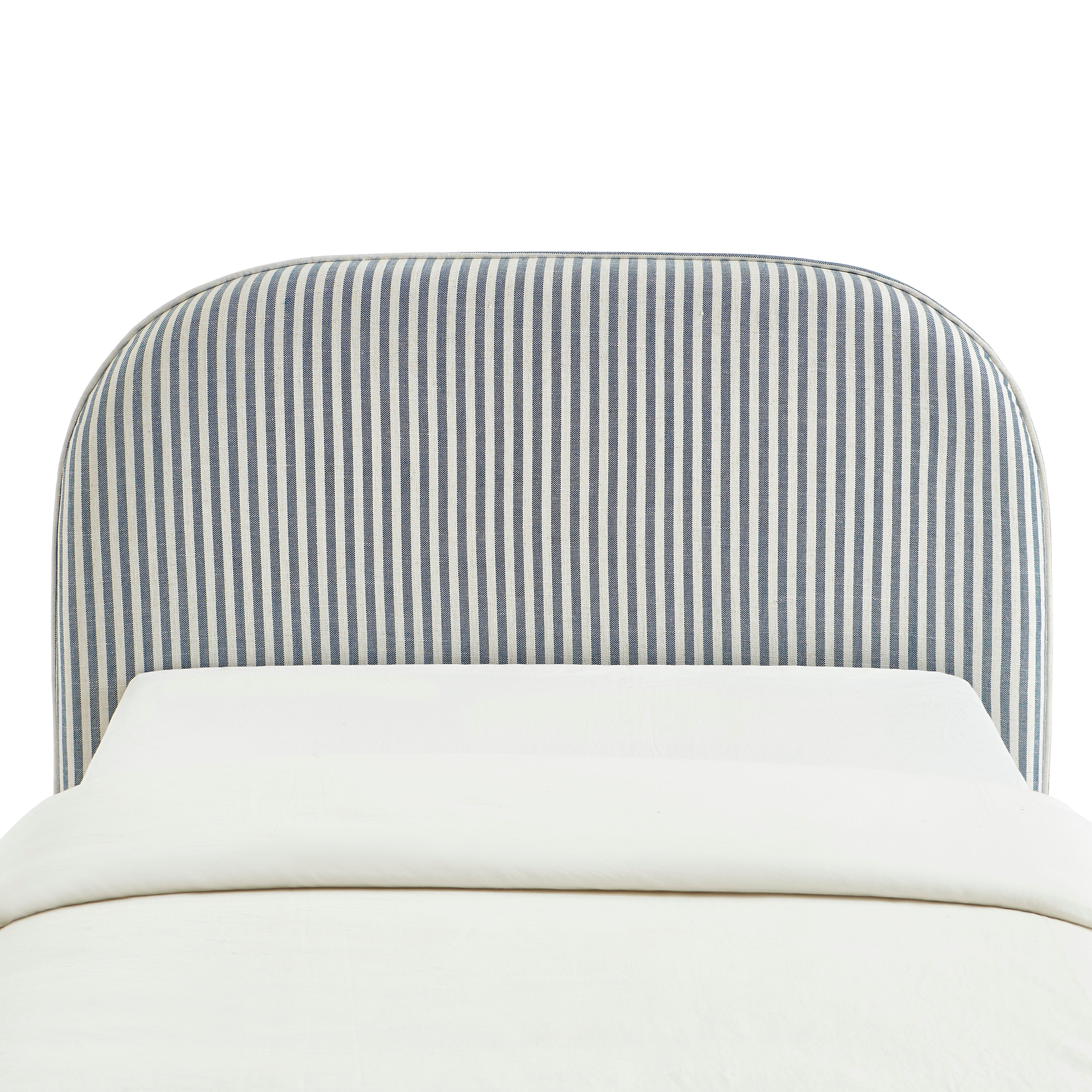 Louison - Tête De Lit - Tissu Lin Rayé - Blanc Et Bleu