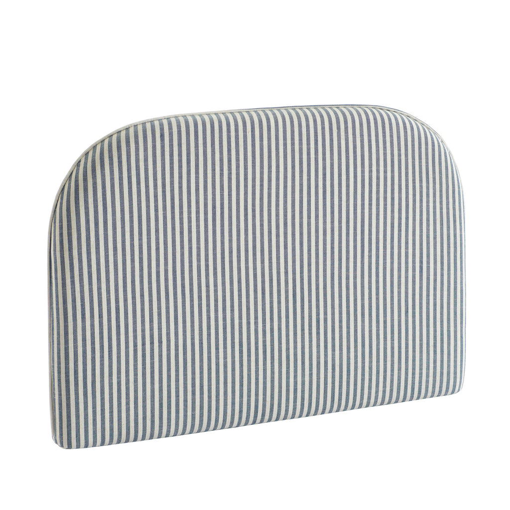 Louison - Tête De Lit - Tissu Lin Rayé - Blanc Et Bleu