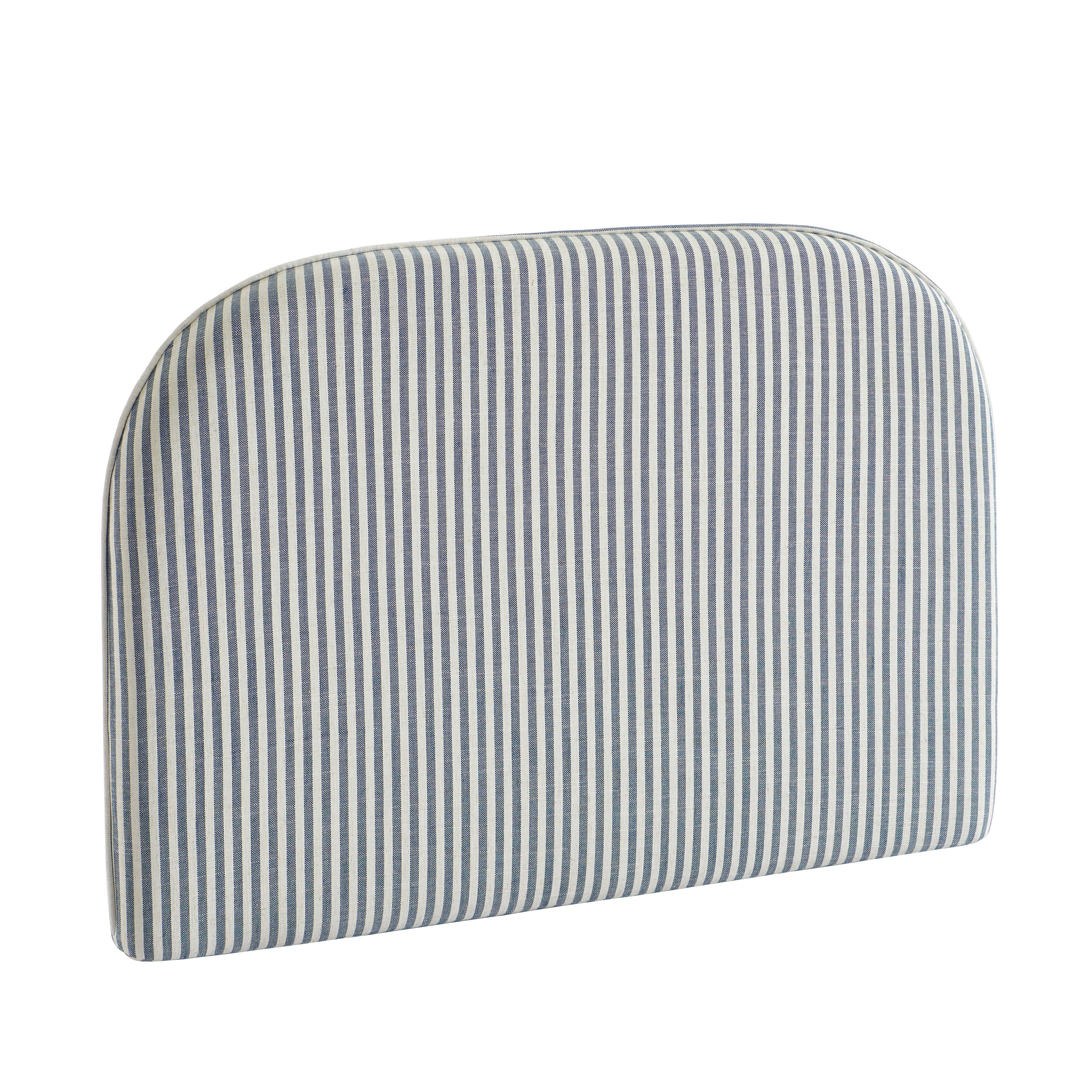 Louison - Tête De Lit - Tissu Lin Rayé - Blanc Et Bleu