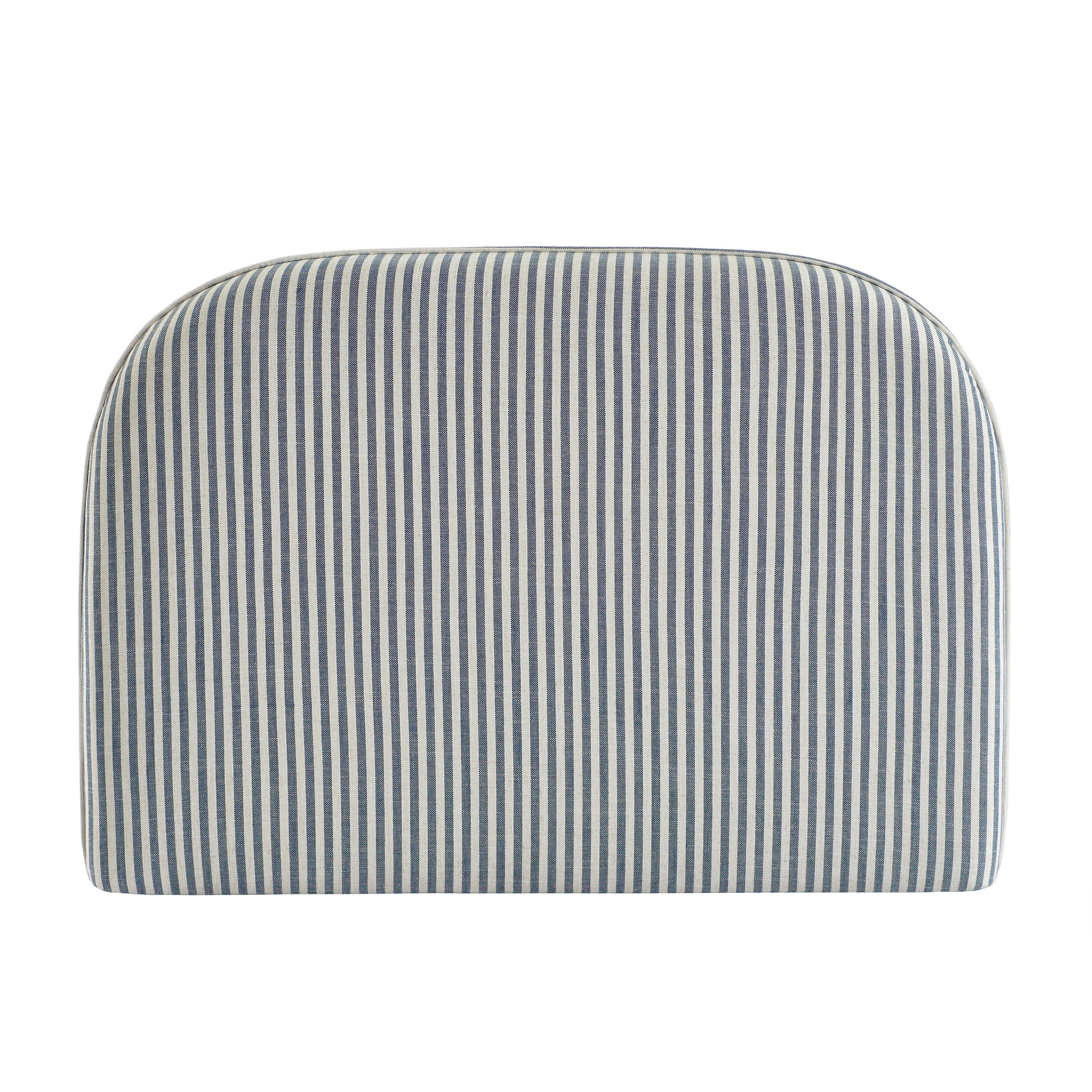 Louison - Tête De Lit - Tissu Lin Rayé - Blanc Et Bleu