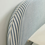Louison - Tête De Lit - Tissu Lin Rayé - Blanc Et Bleu
