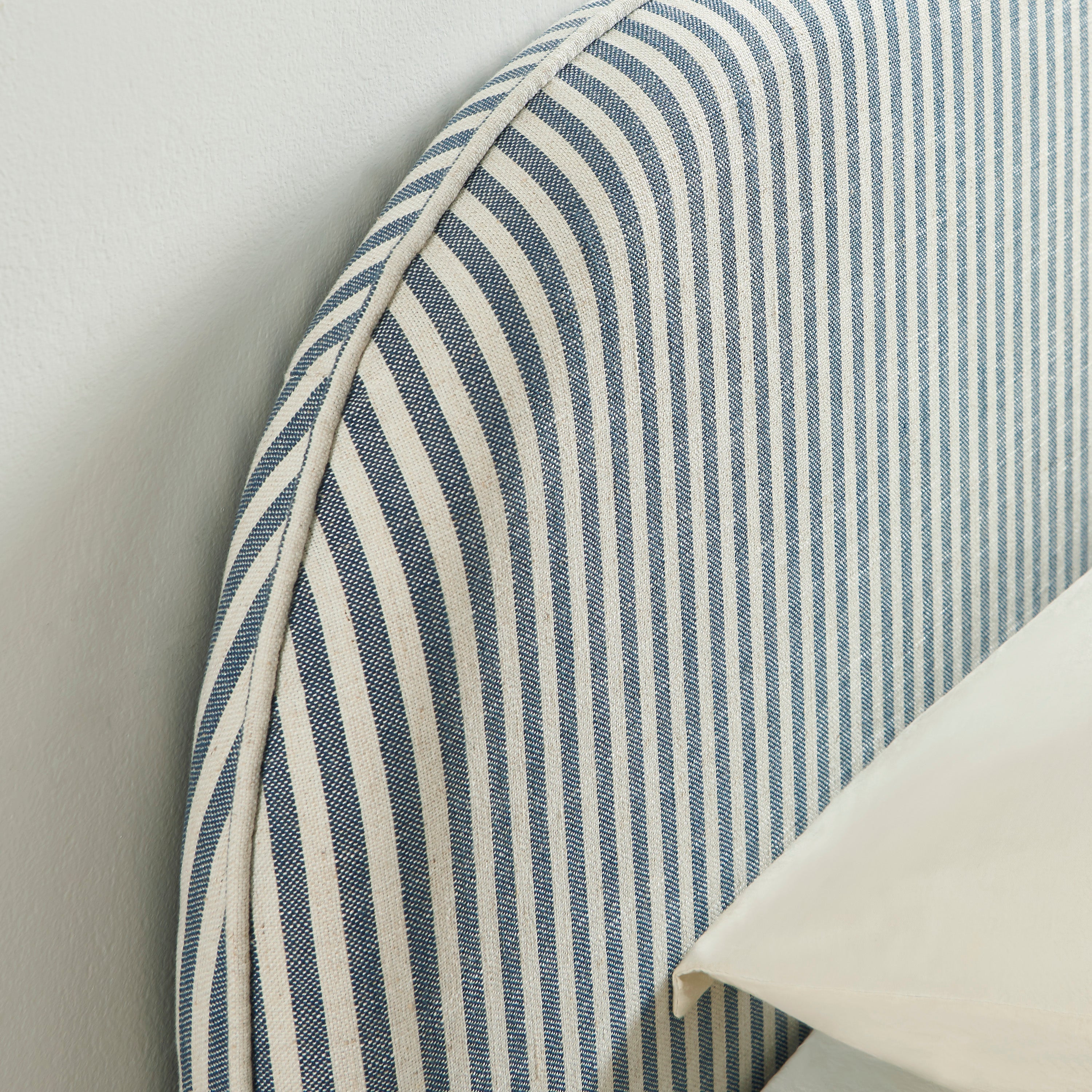 Louison - Tête De Lit - Tissu Lin Rayé - Blanc Et Bleu