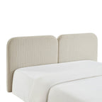 Louison - Tête De Lit - Tissu Lin Rayé - Blanc Et Beige