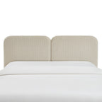 Louison - Tête De Lit - Tissu Lin Rayé - Blanc Et Beige