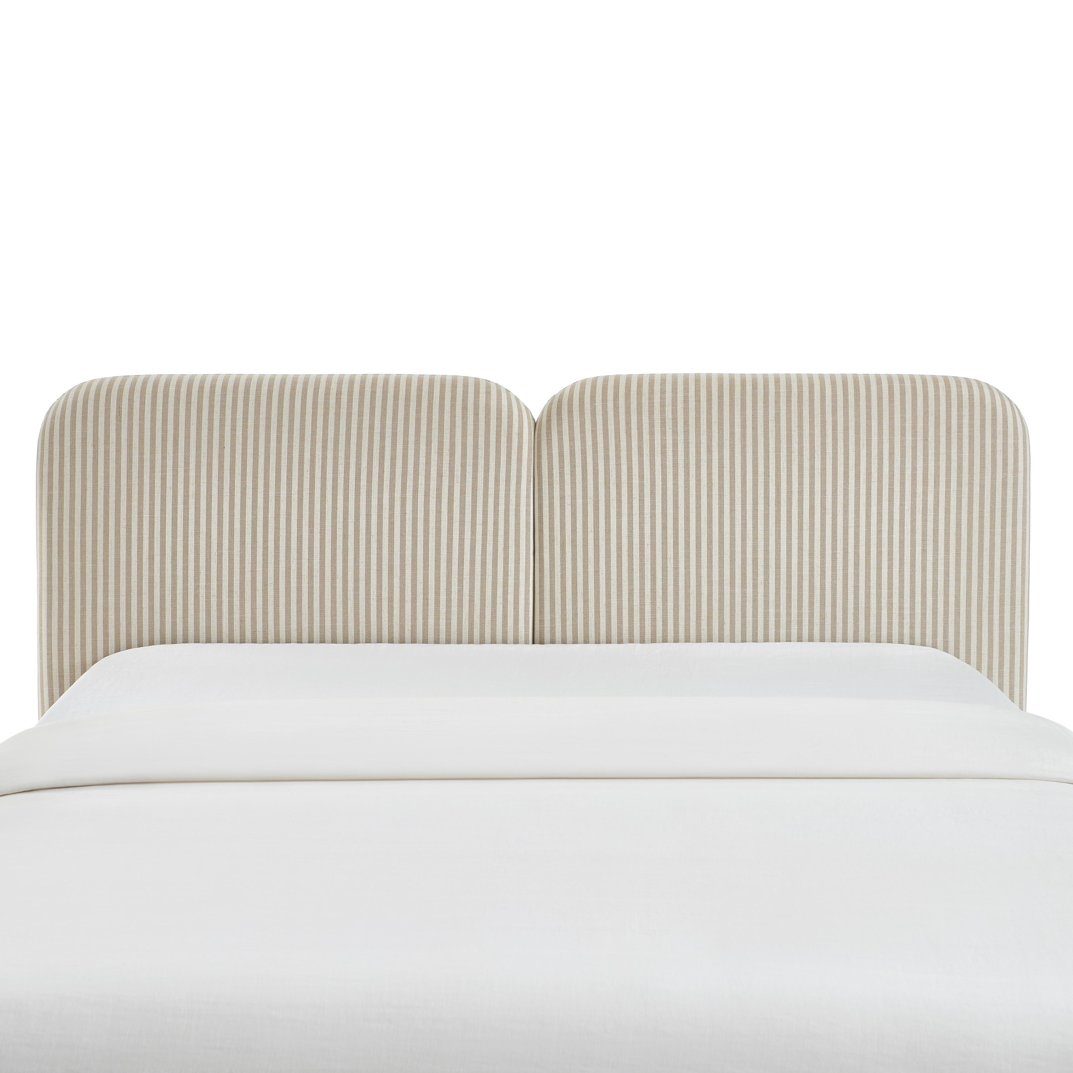 Louison - Tête De Lit - Tissu Lin Rayé - Blanc Et Beige