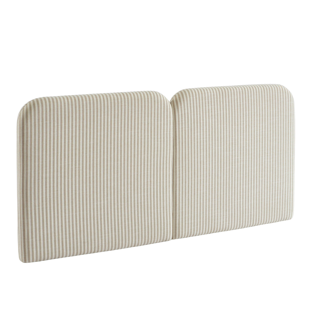 Louison - Tête De Lit - Tissu Lin Rayé - Blanc Et Beige