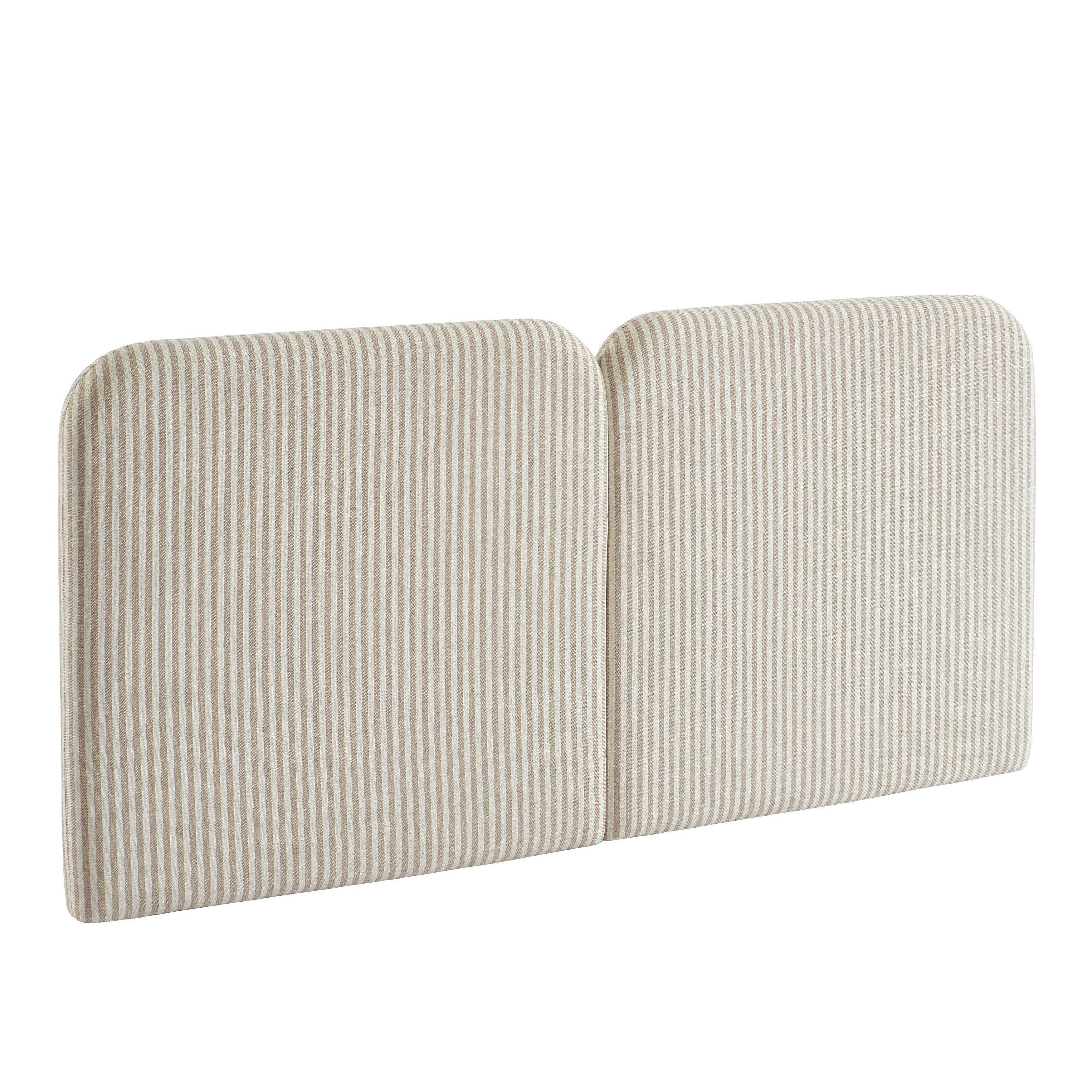 Louison - Tête De Lit - Tissu Lin Rayé - Blanc Et Beige