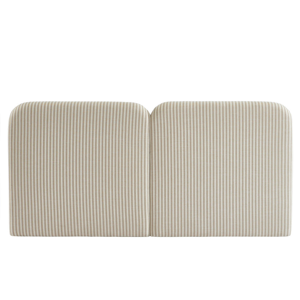 Louison - Tête De Lit - Tissu Lin Rayé - Blanc Et Beige