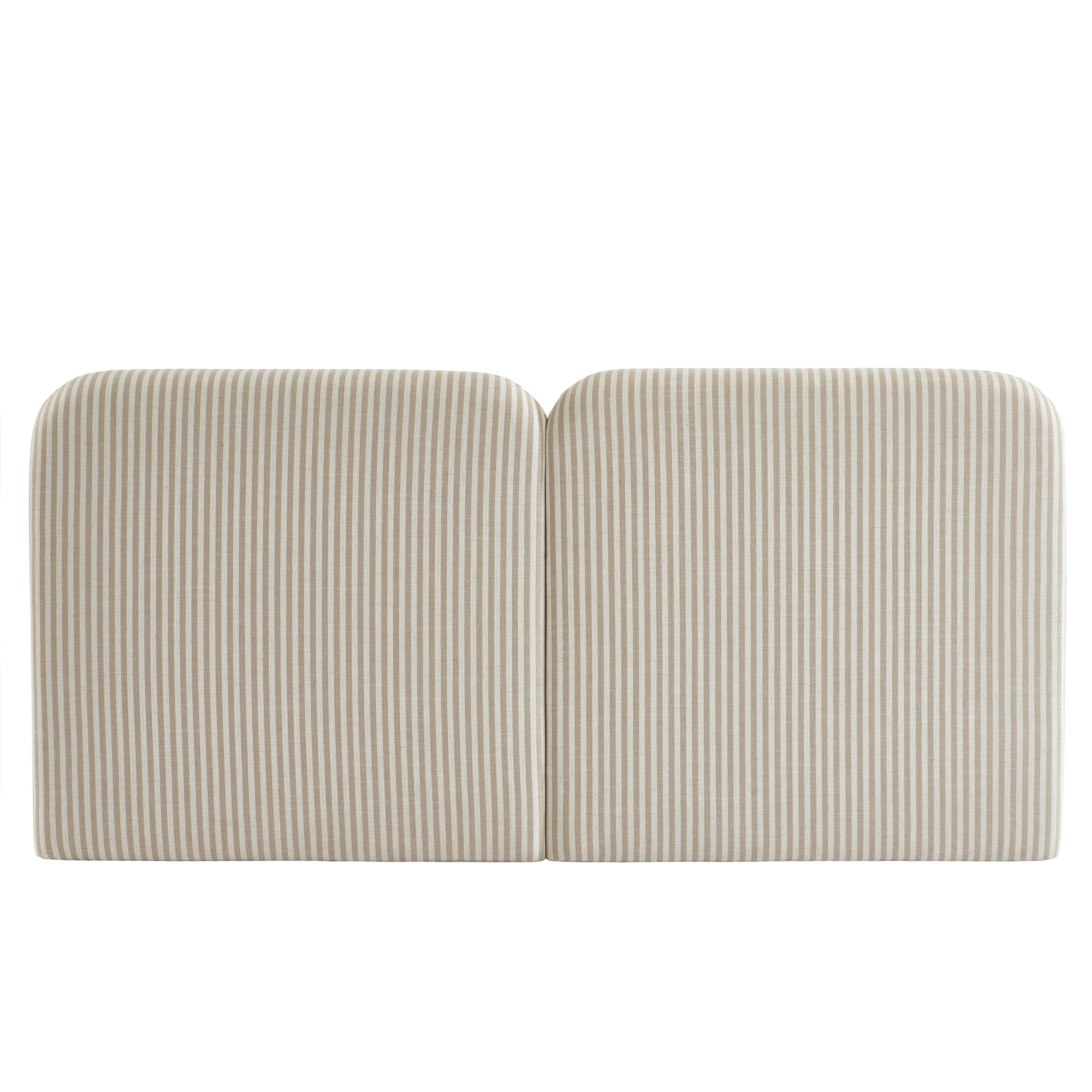 Louison - Tête De Lit - Tissu Lin Rayé - Blanc Et Beige