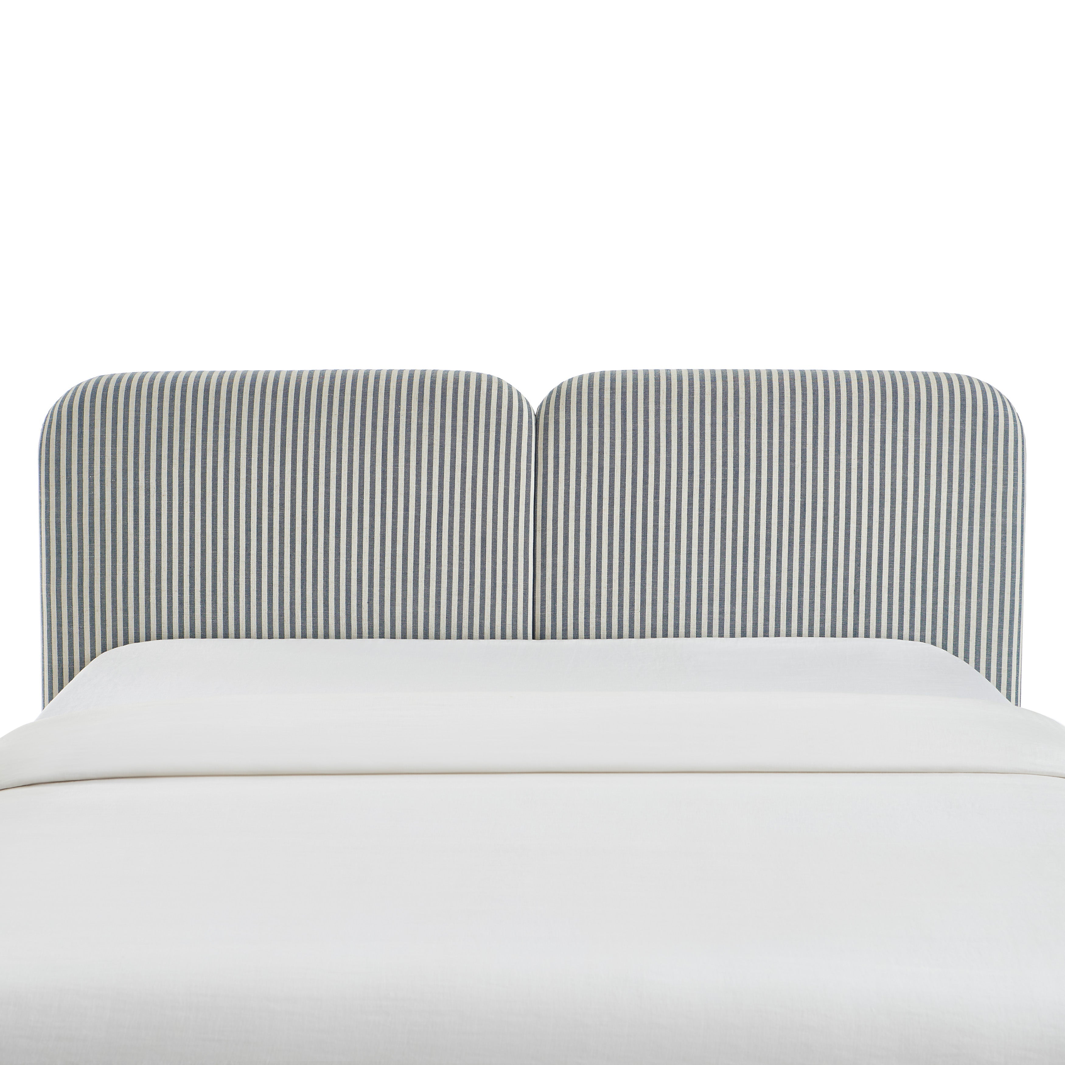 Louison - Tête De Lit - Tissu Lin Rayé - Blanc Et Bleu