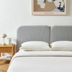 Louison - Tête De Lit - Tissu Lin Rayé - Blanc Et Bleu