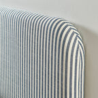 Louison - Tête De Lit - Tissu Lin Rayé - Blanc Et Bleu