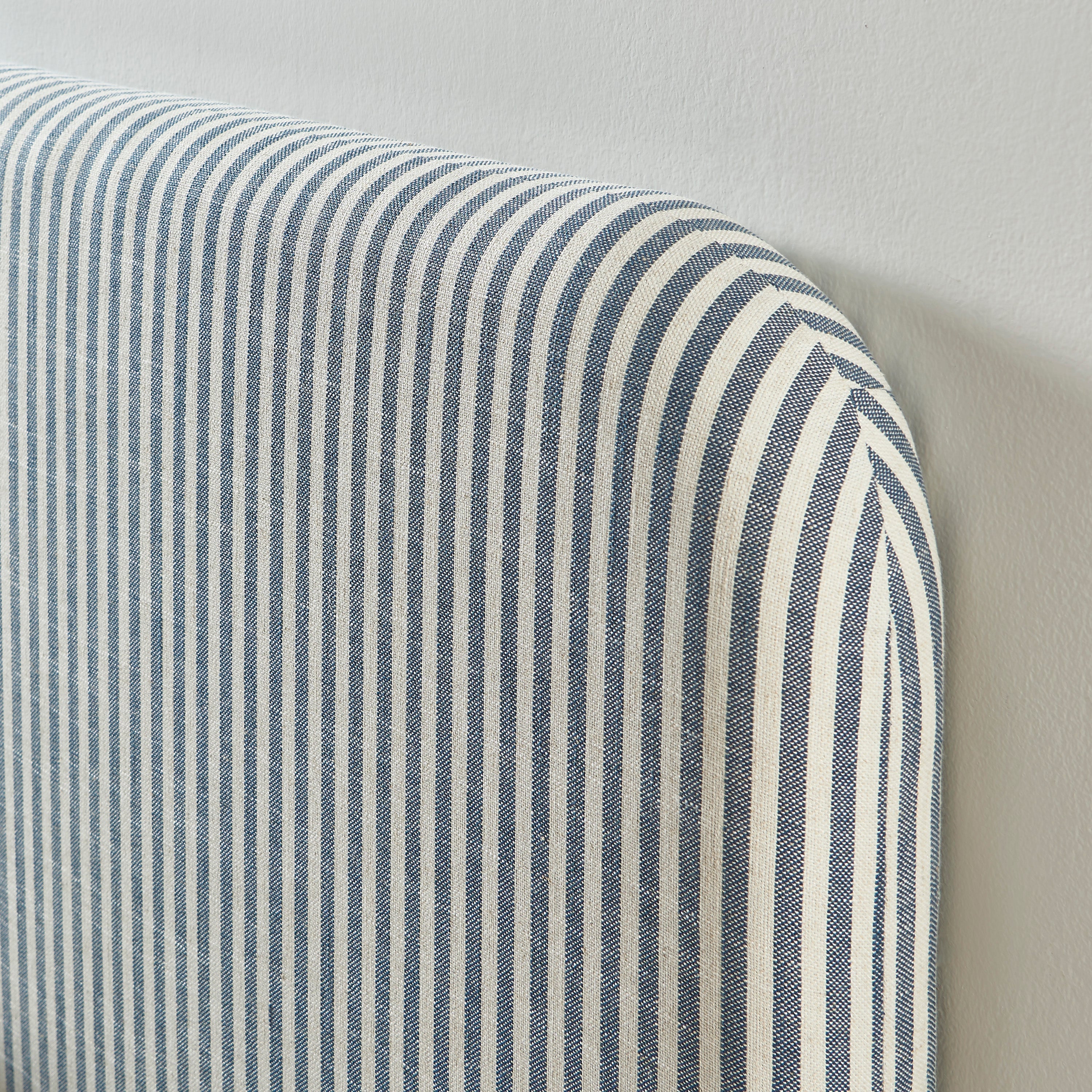 Louison - Tête De Lit - Tissu Lin Rayé - Blanc Et Bleu