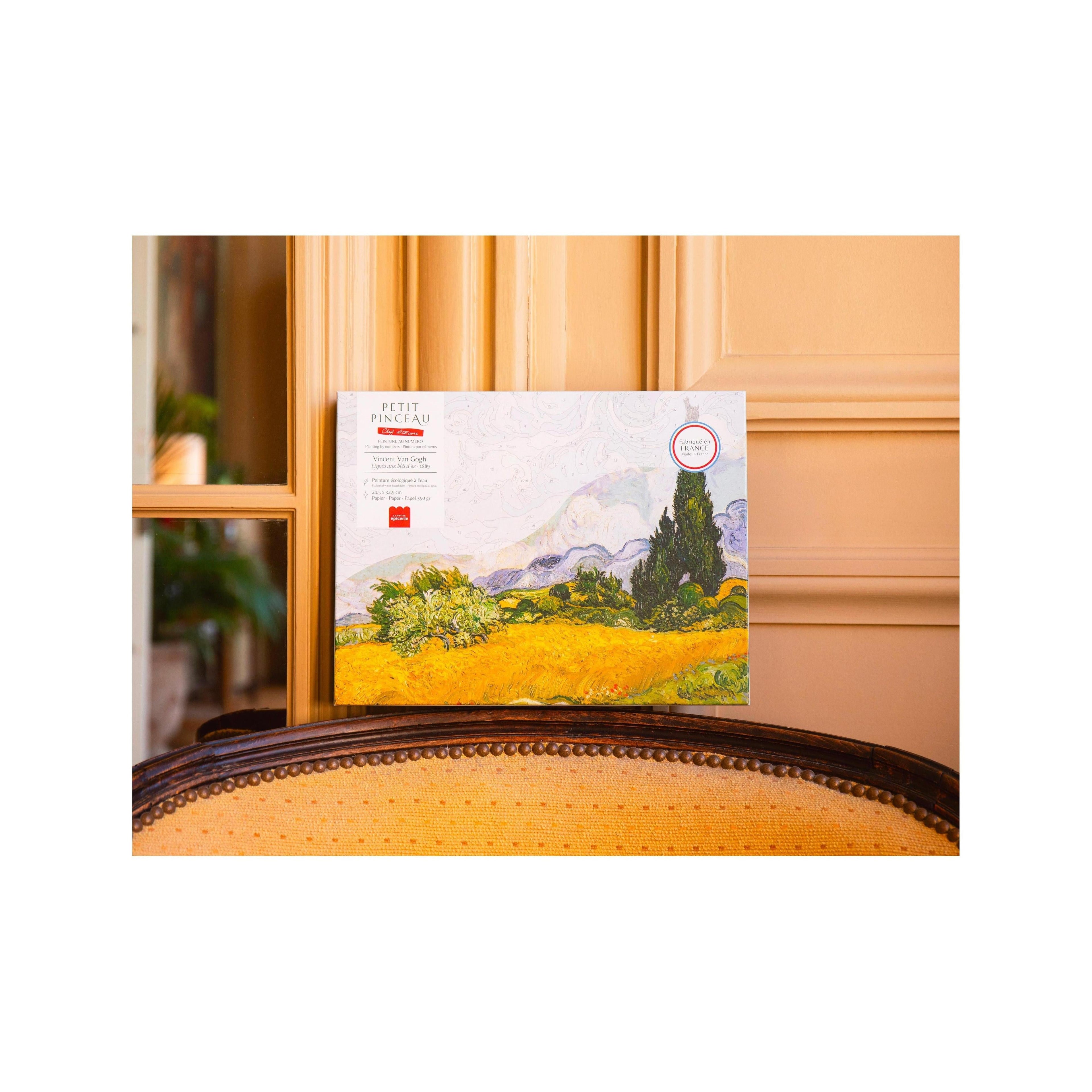 Coffret Peinture Au Numéro - Petit Pinceau - Cyprès Aux Blés D'Or, Vincent Van Gogh