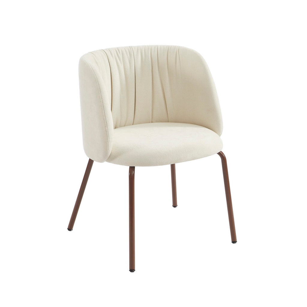 Luisa - Chaises - Tissu Chenille - Écru Et Pieds Métal Marron