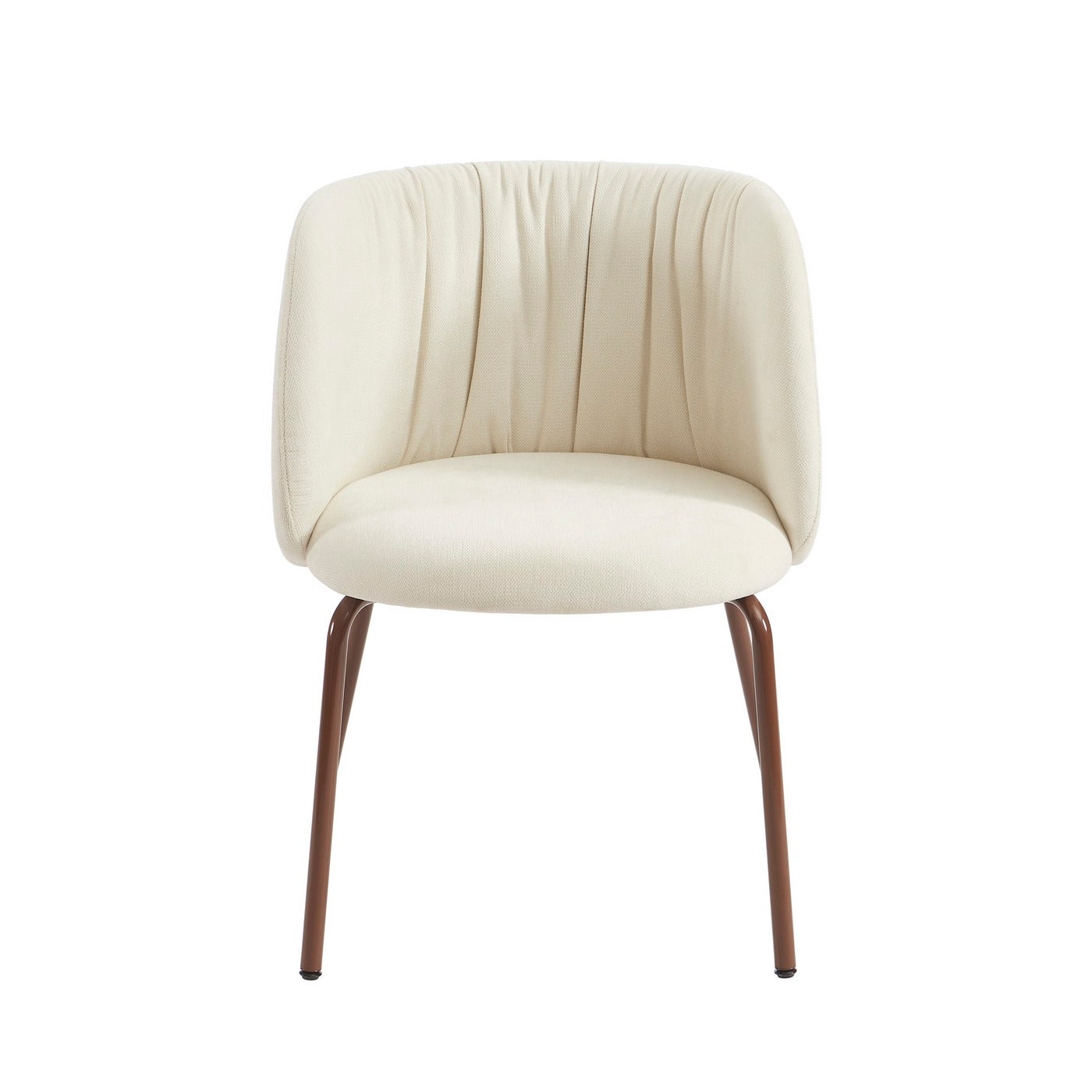 Luisa - Chaises - Tissu Chenille - Écru Et Pieds Métal Marron