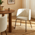 Luisa - Chaises - Tissu Chenille - Écru Et Pieds Métal Marron
