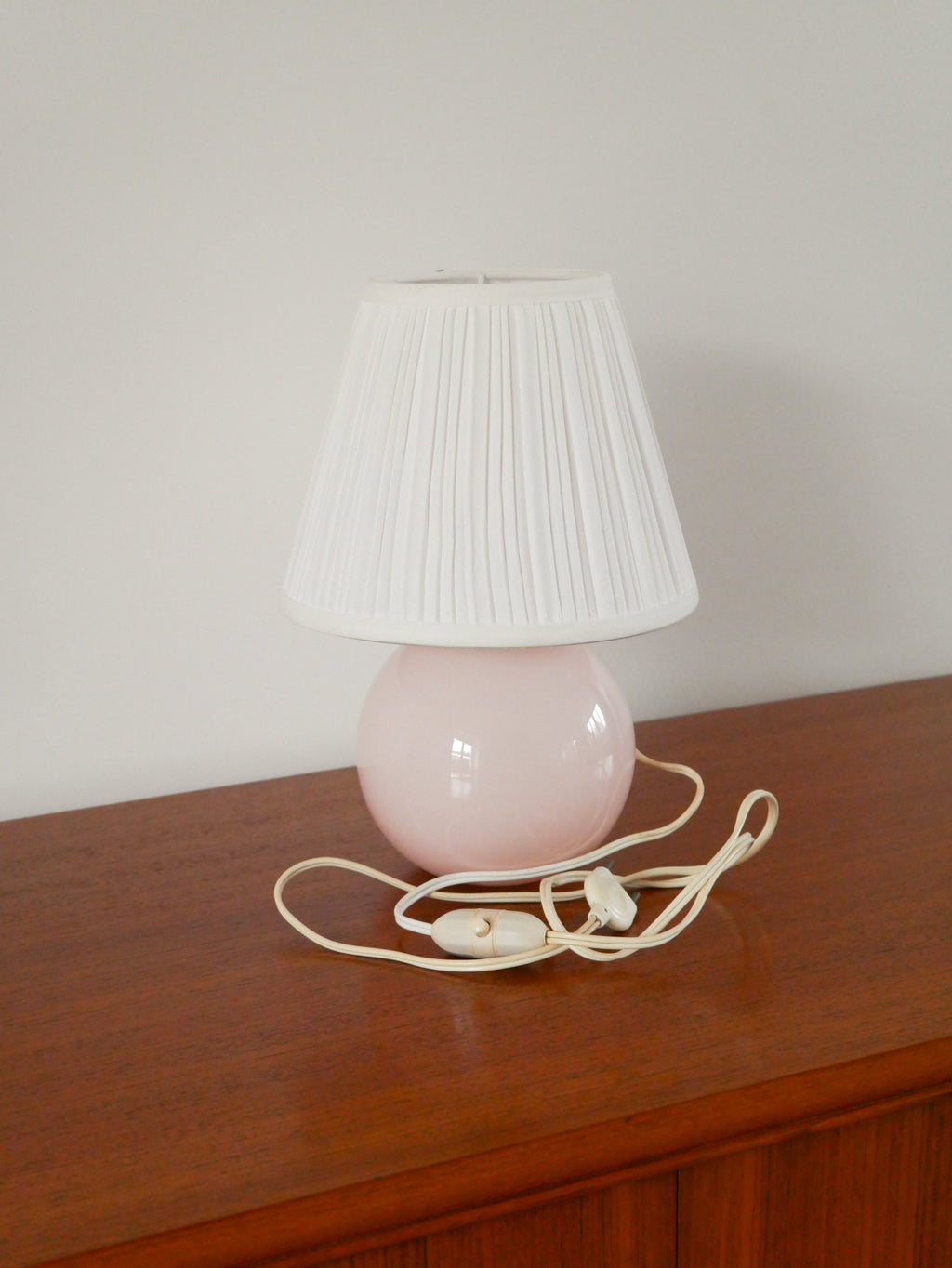 Lampe Boule À Poser En Opaline, Rose, Art Déco, 1930
