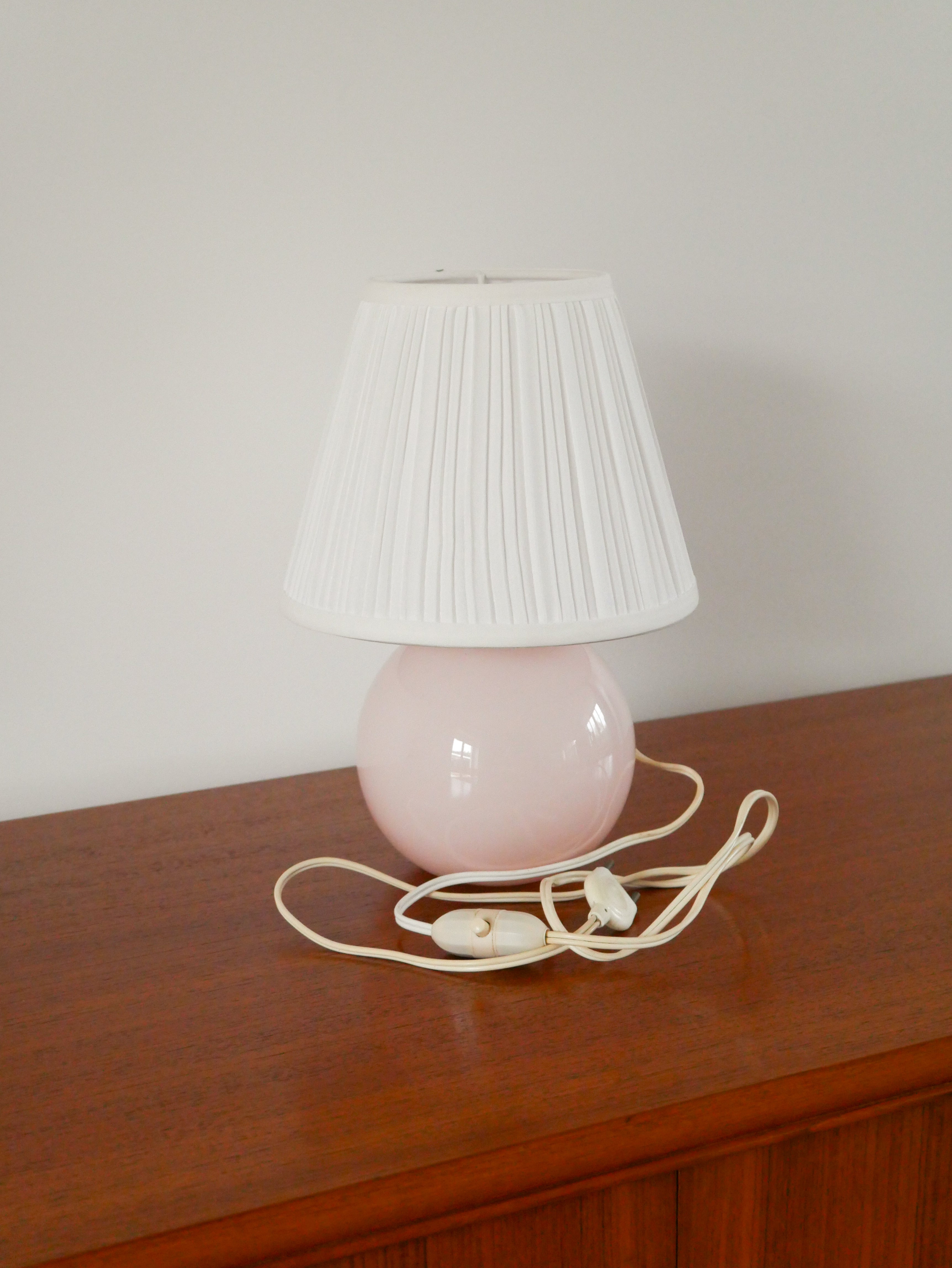 Lampe Boule À Poser En Opaline, Rose, Art Déco, 1930