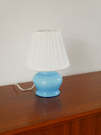 Lampe À Poser En Opaline, Bleu Ciel, Art Déco, 1930