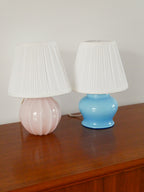 Lampe À Poser En Opaline, Bleu Ciel, Art Déco, 1930