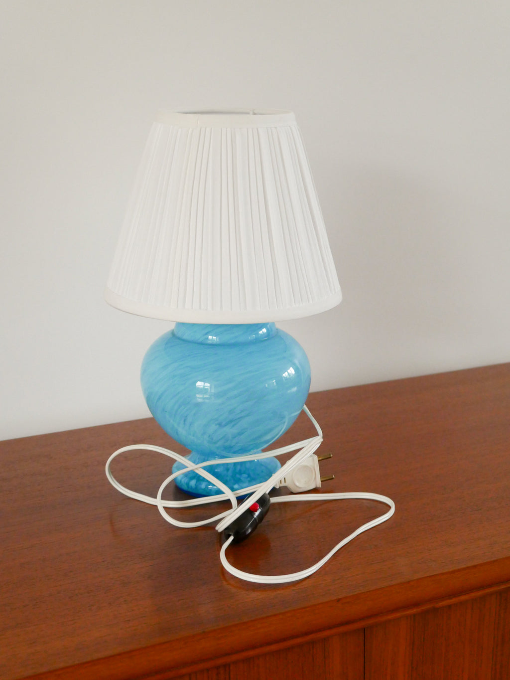 Lampe À Poser En Verre De Clichy, Bleu Ciel, 1950