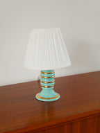 Lampe À Poser En Céramique, Bleu Et Doré, Art Déco, 1930