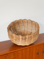 Suspension Géante En Osier, Forme Ronde, 1970 - 54 X 34 Cm