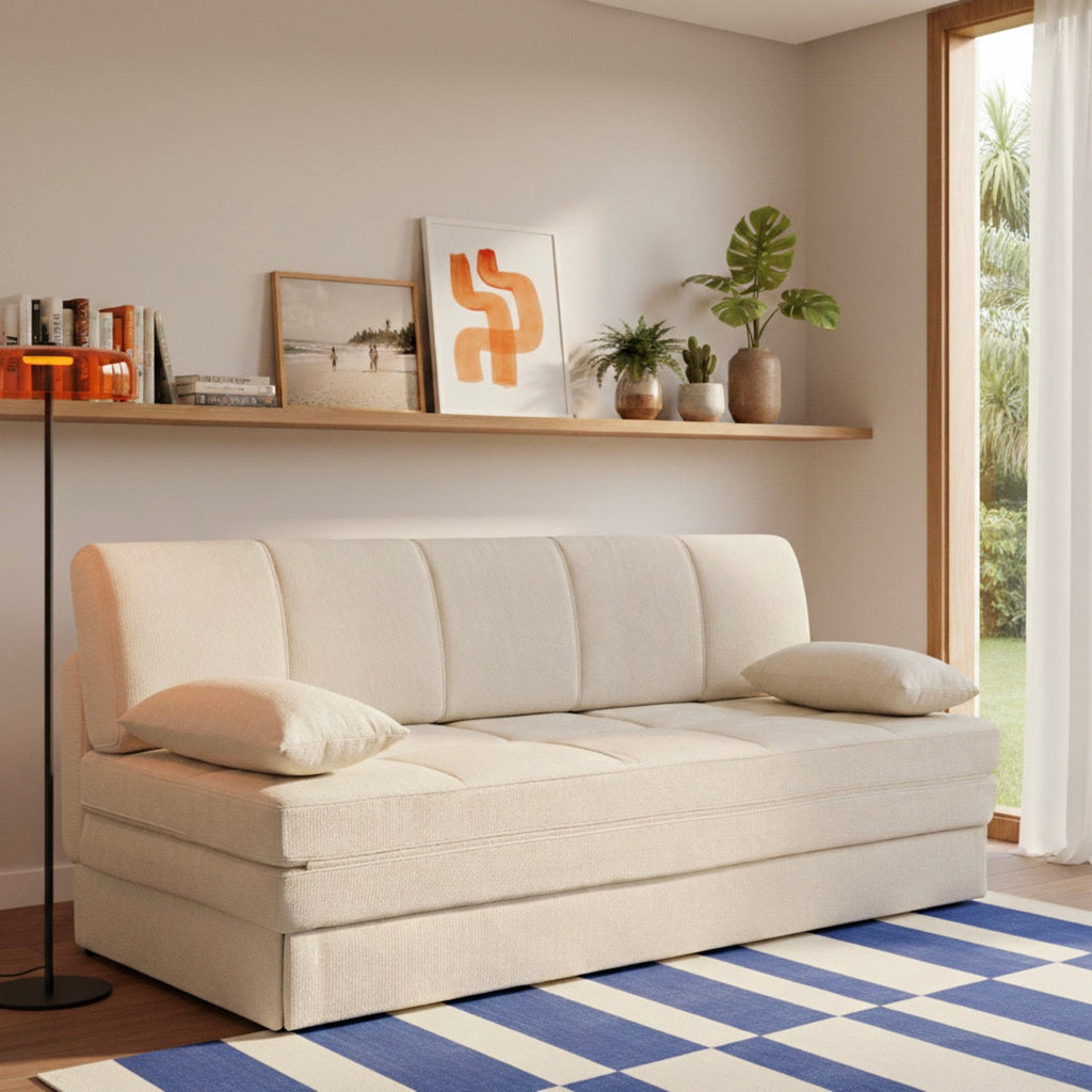Luma - Banquette 3 Places - Tissu Chenille Beige