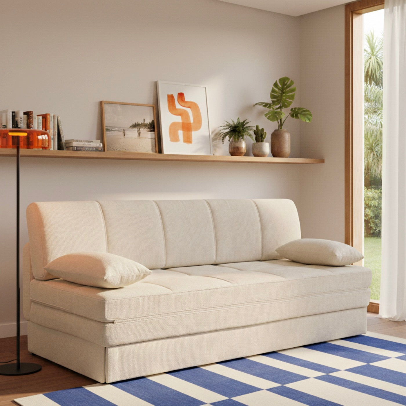 Luma - Banquette 3 Places - Tissu Chenille Beige