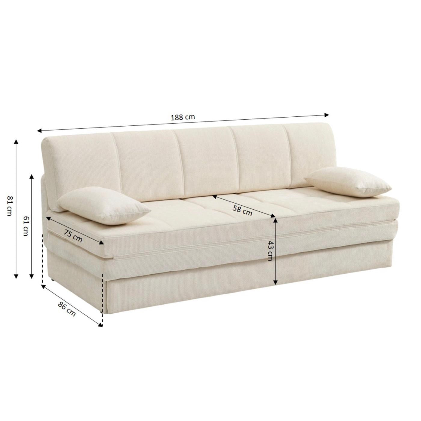 Luma - Banquette 3 Places - Tissu Chenille Beige
