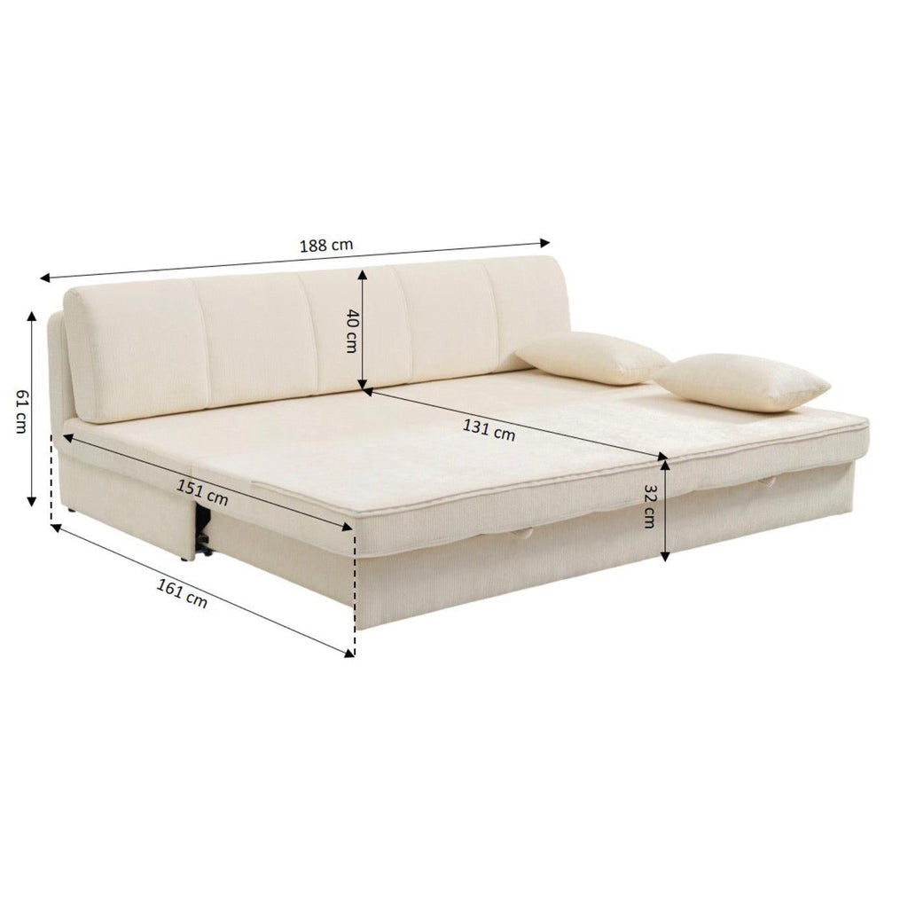 Luma - Banquette 3 Places - Tissu Chenille Beige