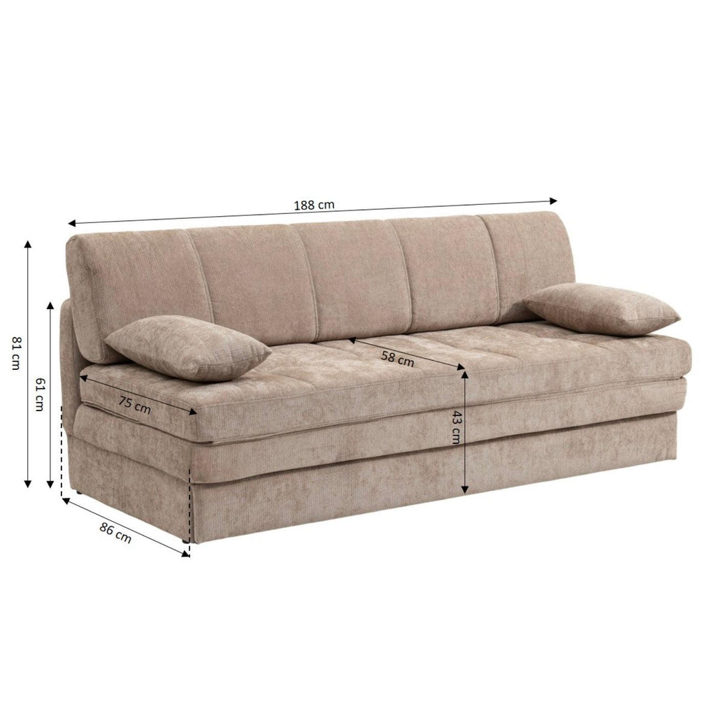 Luma - Banquette 3 Places - Tissu Chenille Marron
