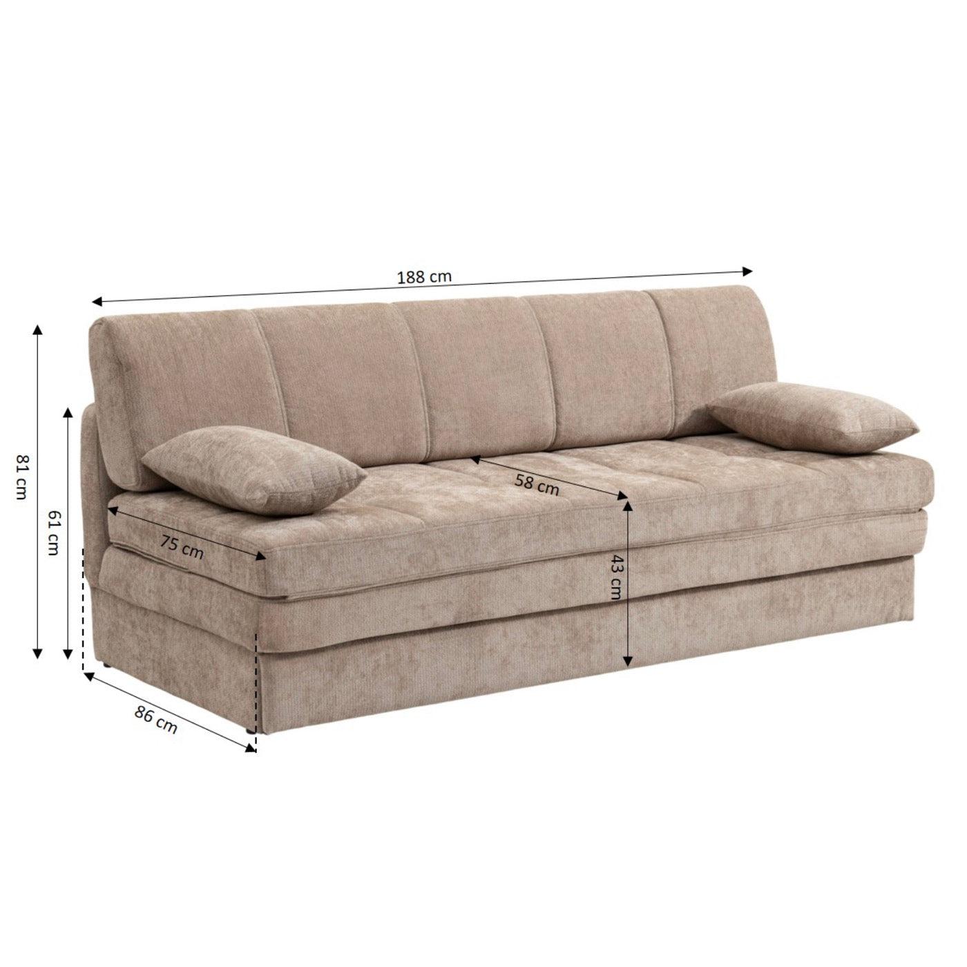 Luma - Banquette 3 Places - Tissu Chenille Marron
