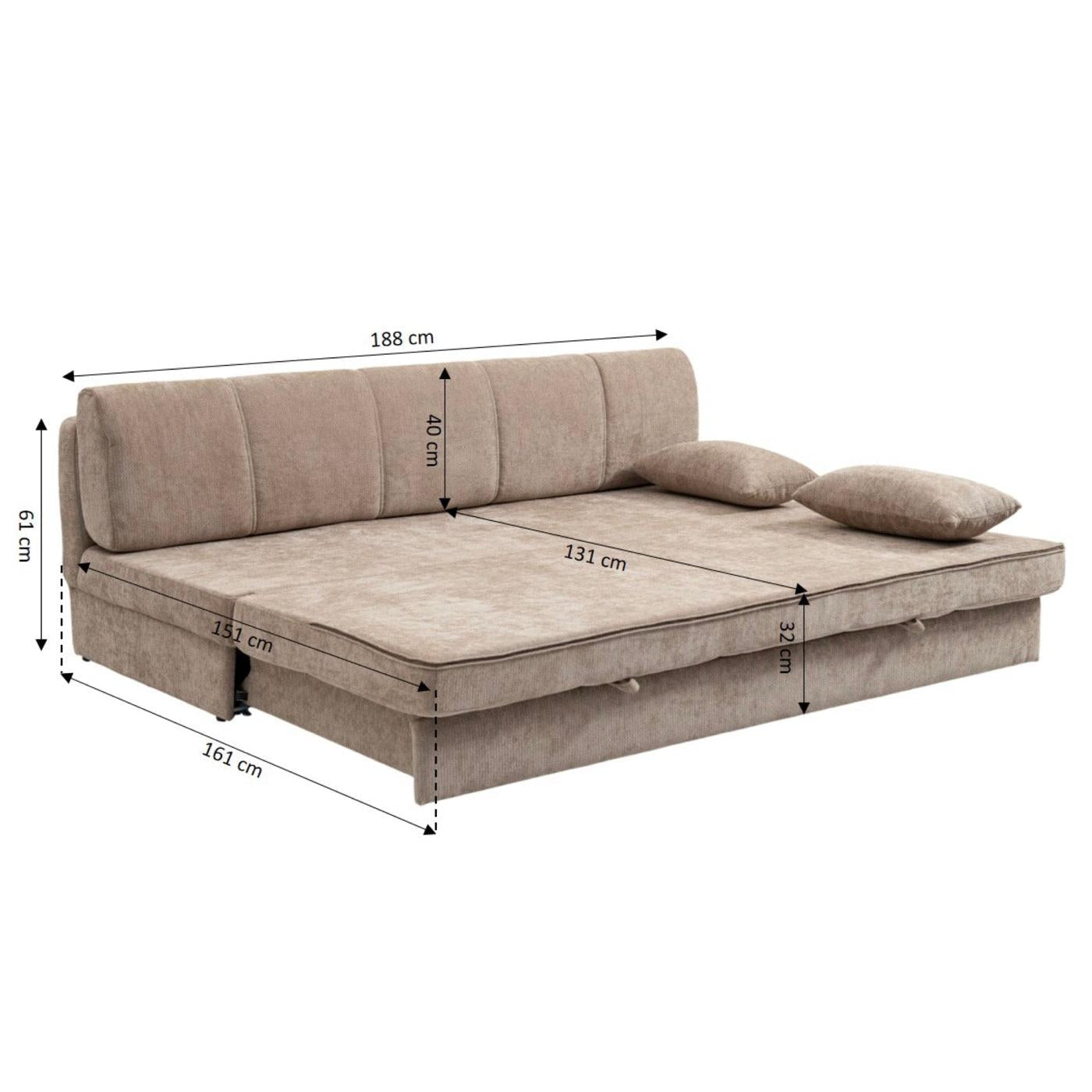 Luma - Banquette 3 Places - Tissu Chenille Marron